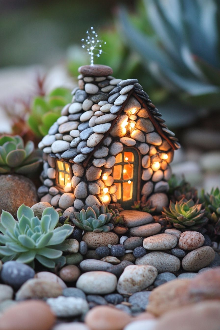10. A Pebble Cottage That Lights Up