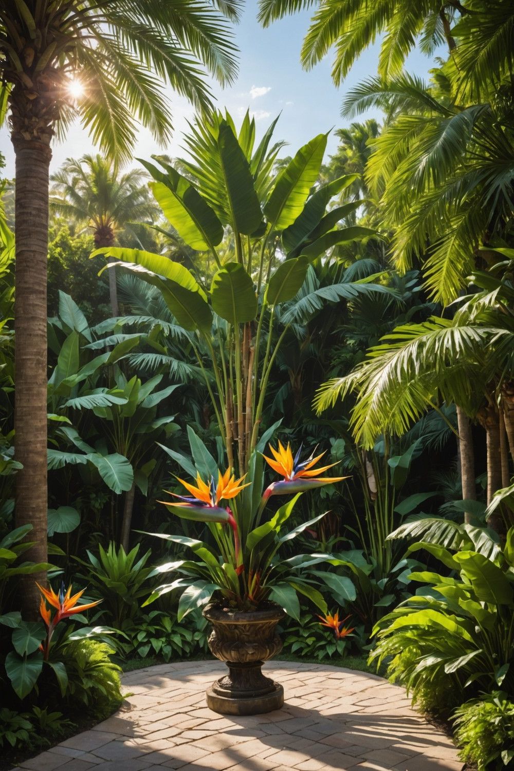 9) A Focal Point Using One Large Tropical Plant