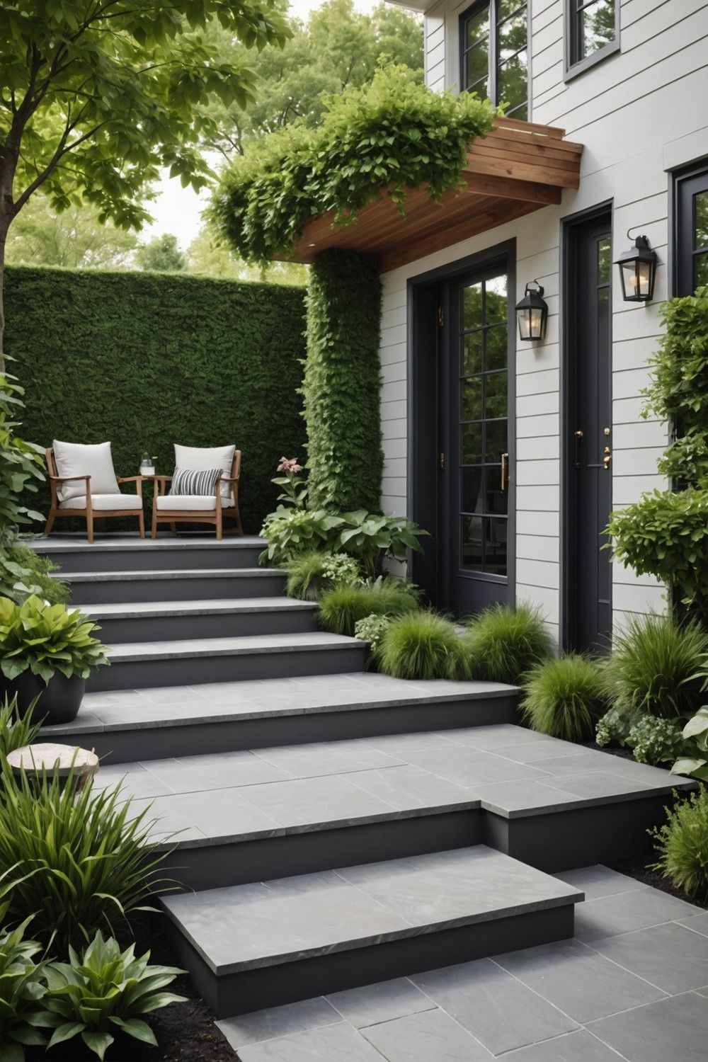 Multi-Level Steps With a Seating Area