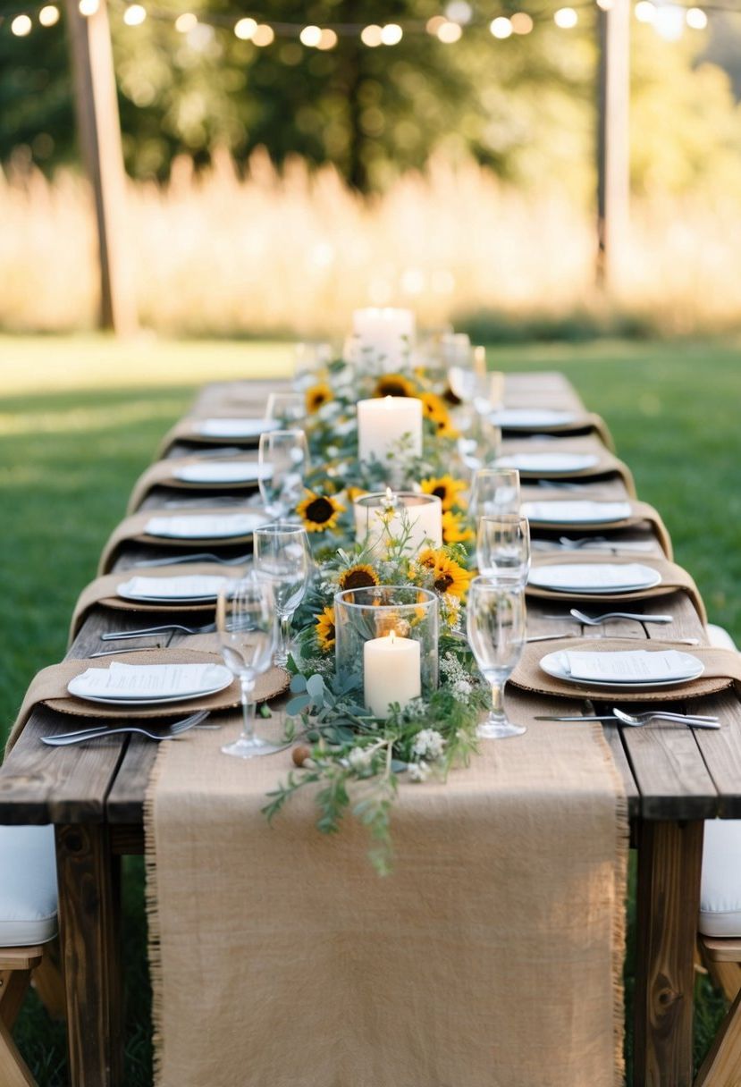 1) DIY Burlap Table Runner Ideas