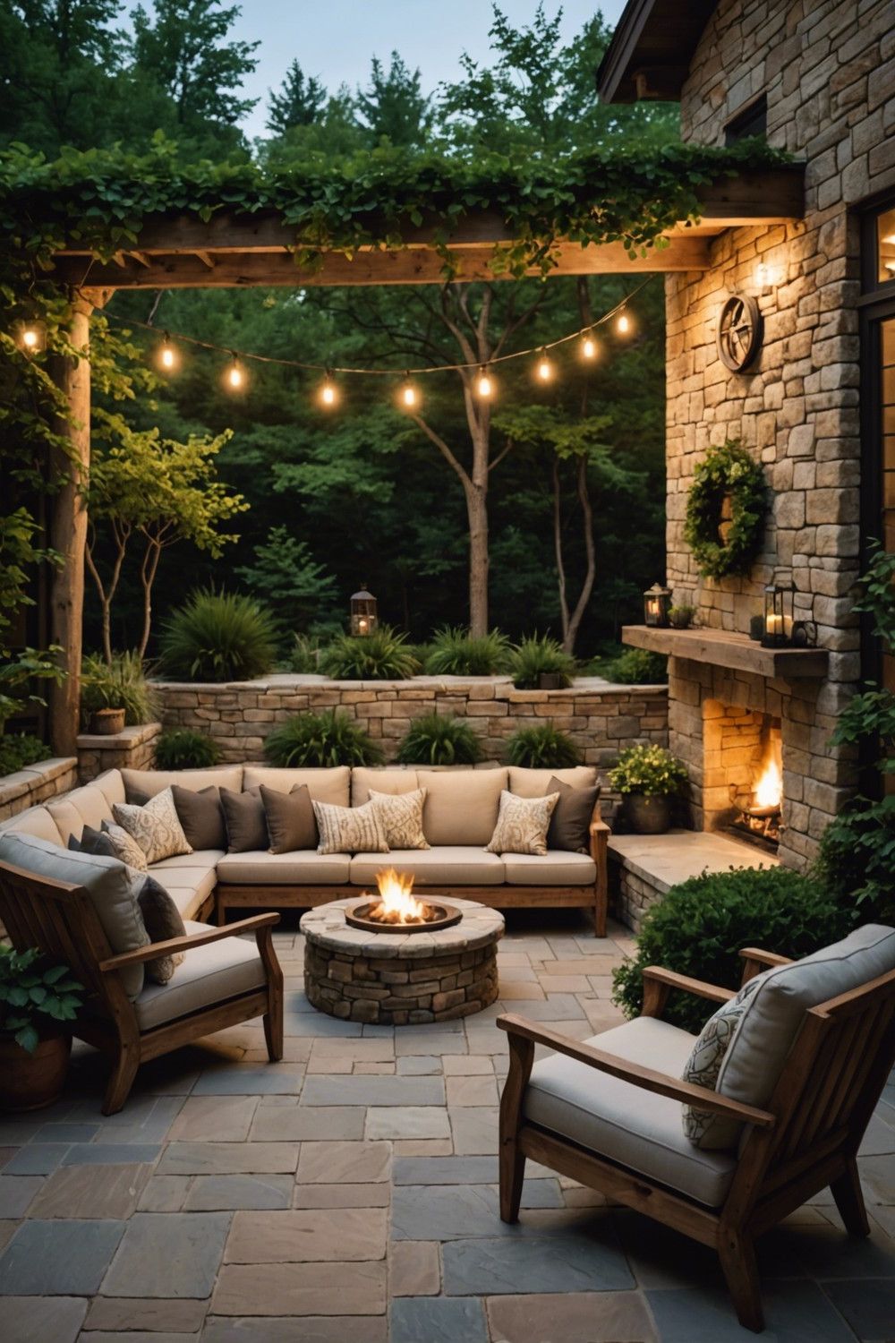 Rustic Stone Wall Patio Design
