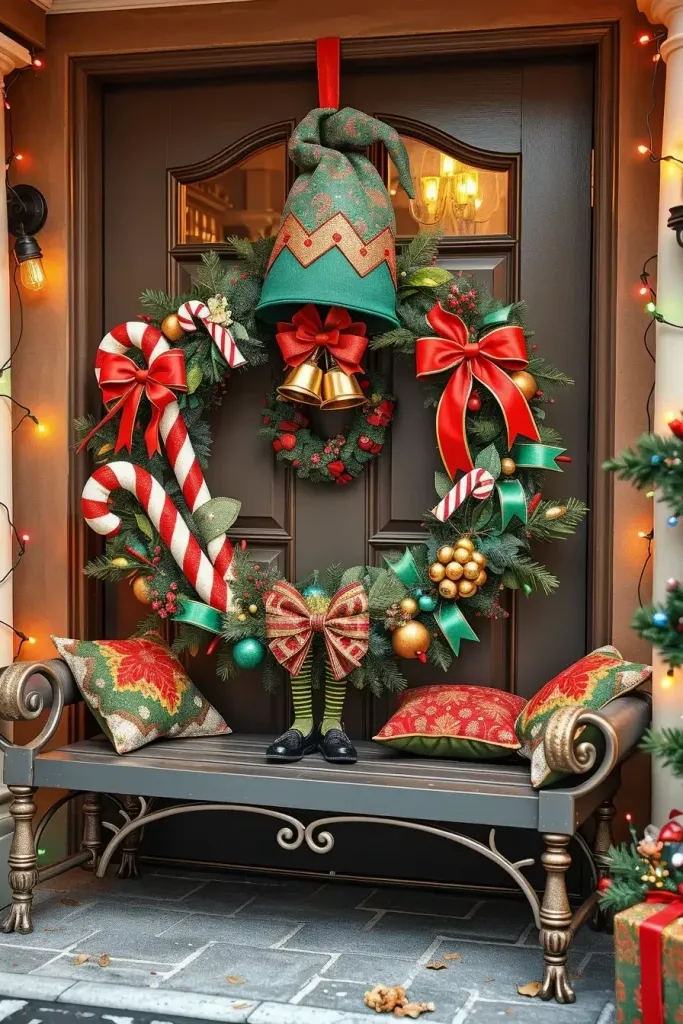Playful Elf-Inspired Door Wreaths