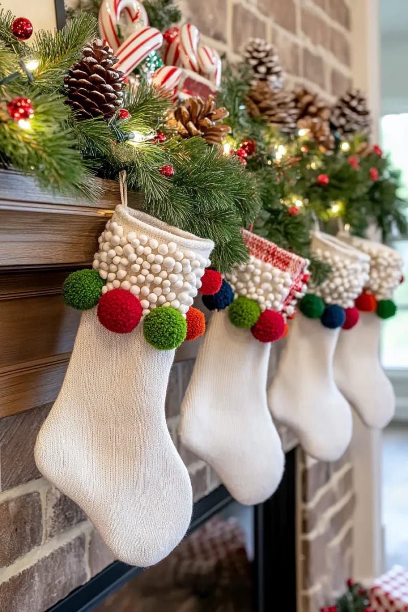 2. Mini Pom-Poms on Cuffs and Heels
