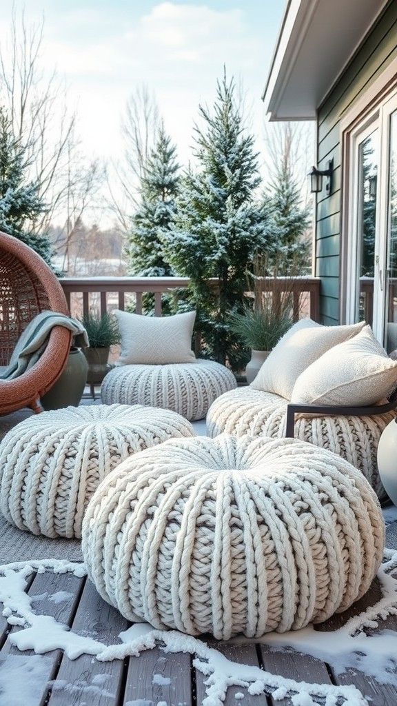 Soft Knitted Poufs and Cushions