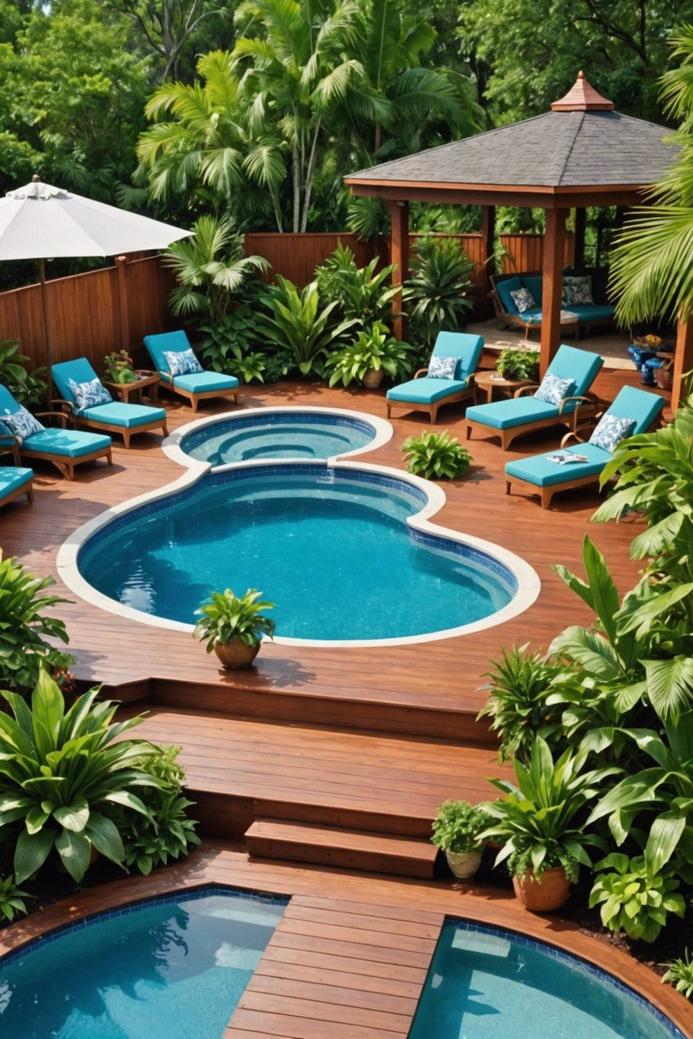 Tropical Themed Deck for a Backyard Oasis