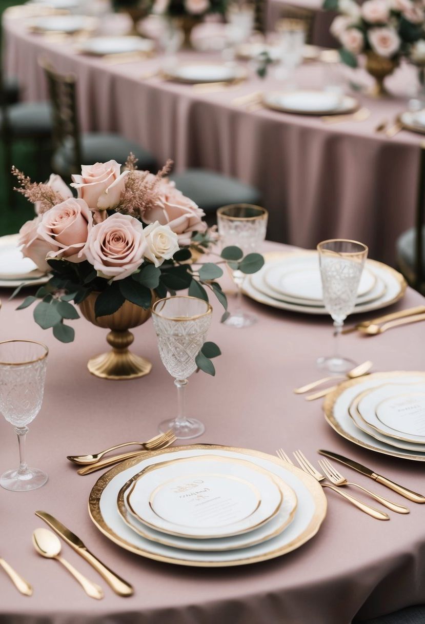7) Pair dusty rose with gold accents