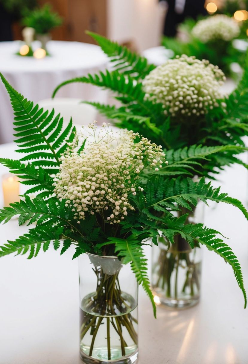 8) Fern and Baby's Breath Vases