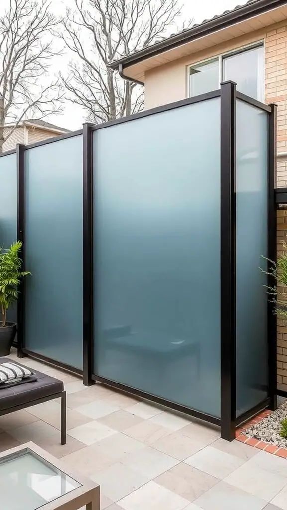 26. Frosted Glass Panel Privacy Fence