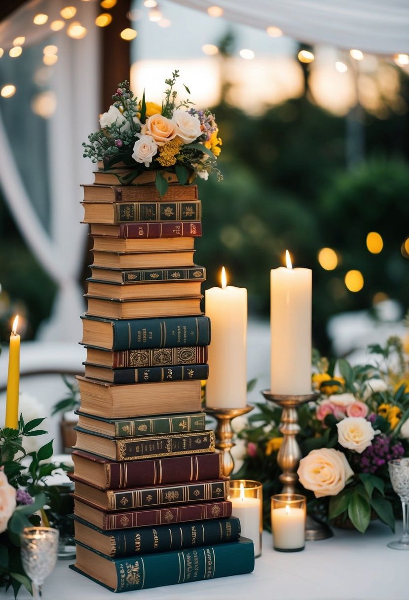 12) Decorate Tables with Vintage Books