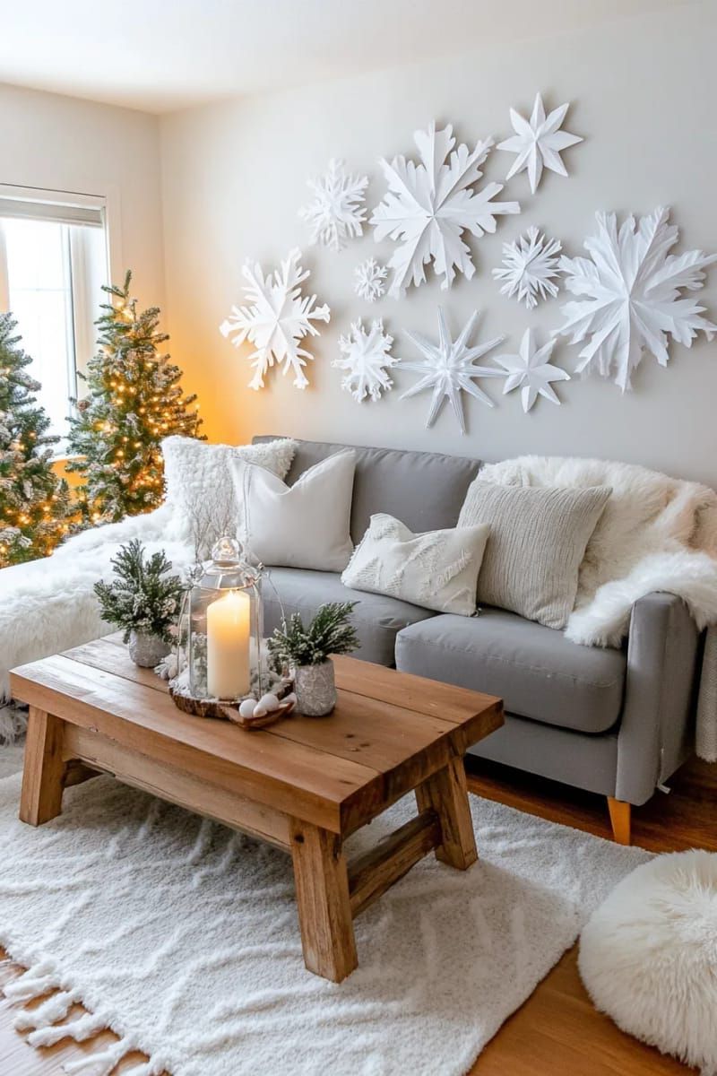 1. Layered 3D Paper Snowflake Stars for Winter Walls - photo 3