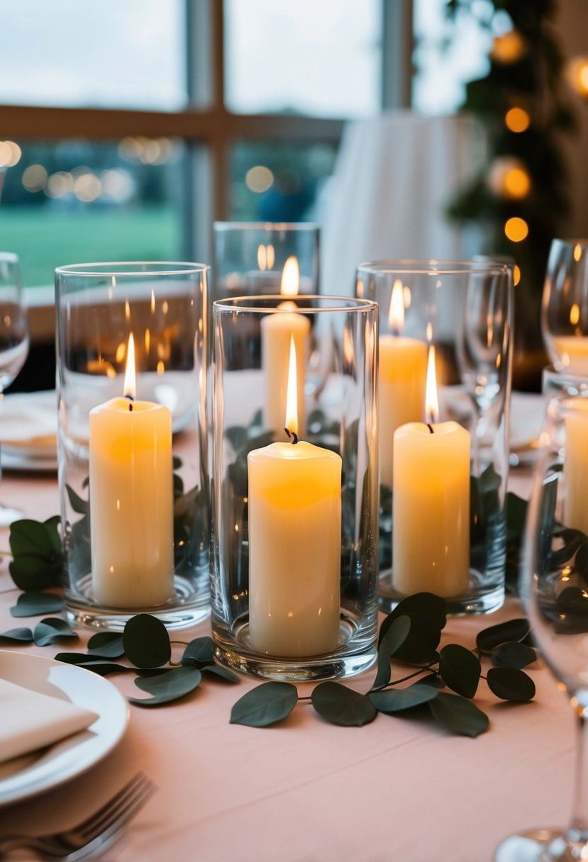 8) Clear Glass Holder Candles