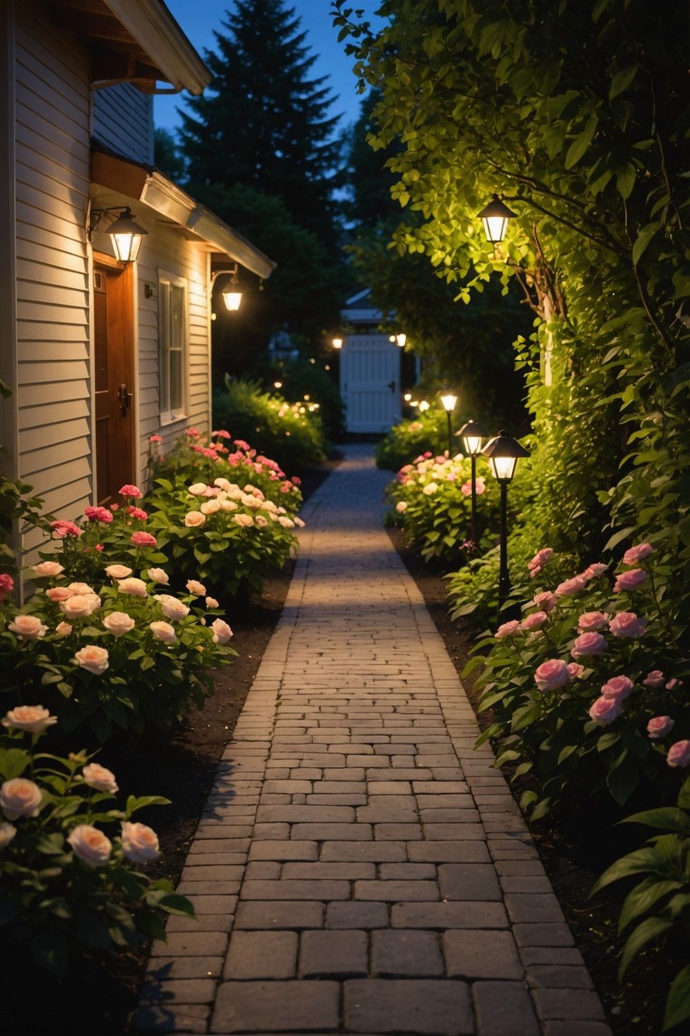 Paved Walkways Lit With Solar Lights
