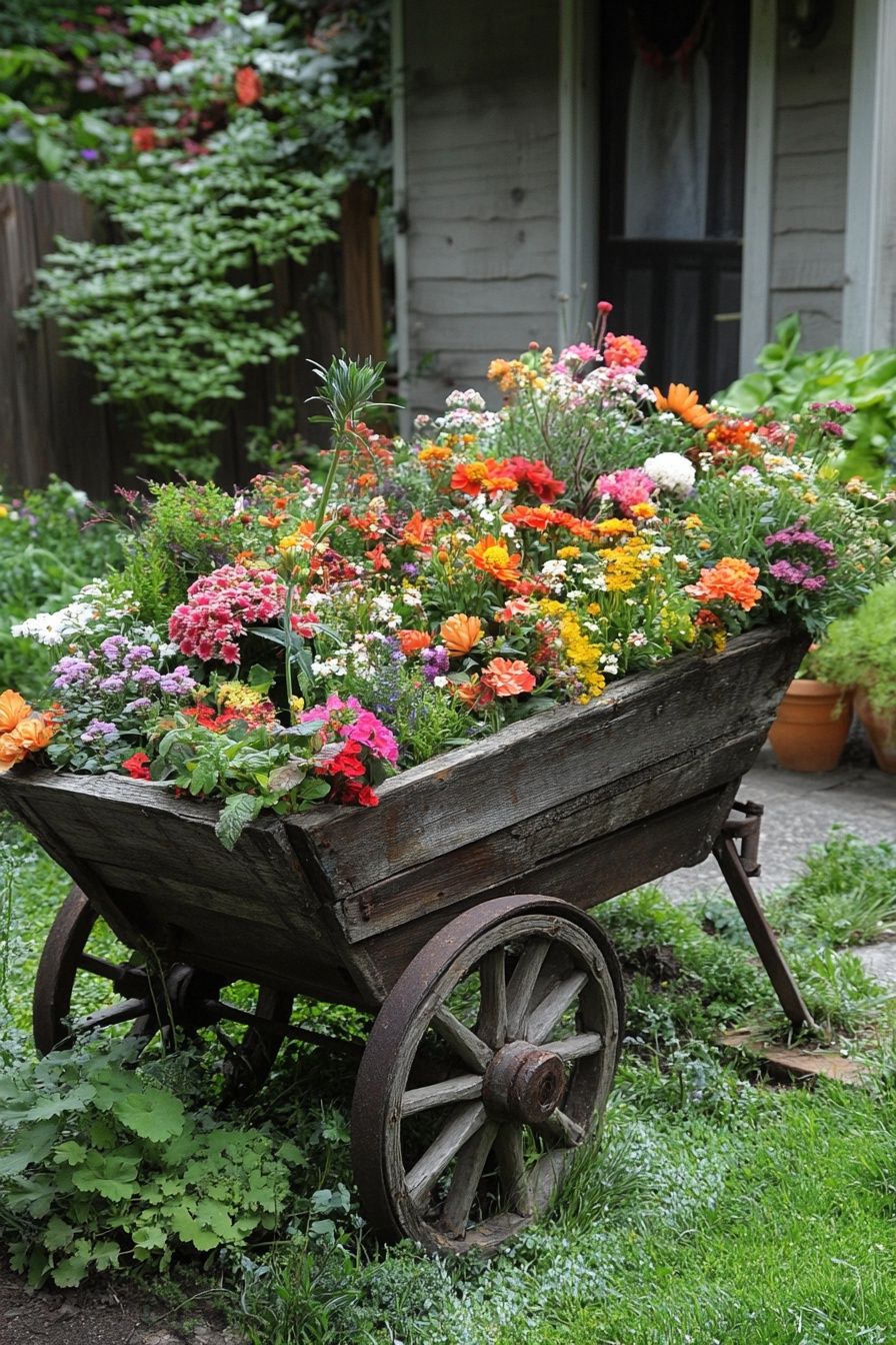 3. Turn a Wooden Cart into a Garden Planter