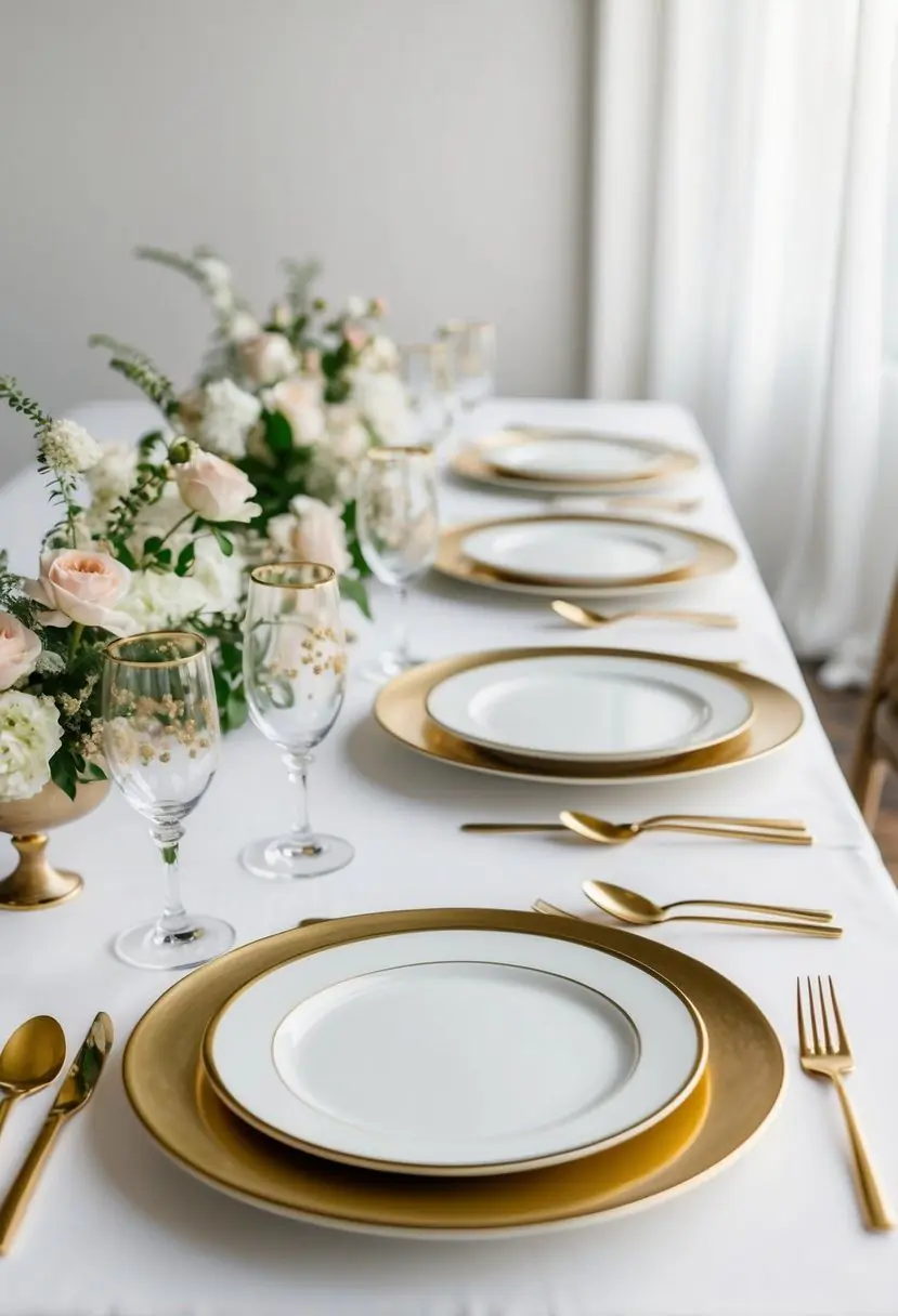 2) Gold Rimmed Plates for Place Settings