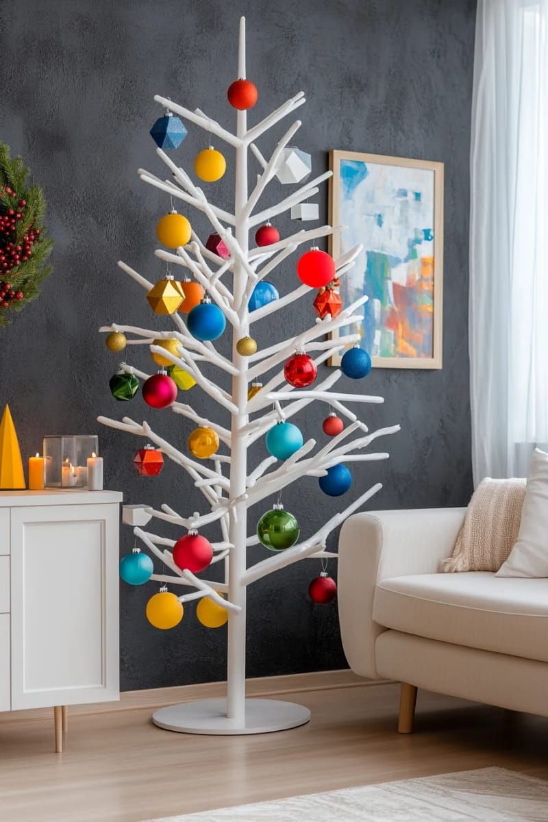 11. Minimalist Tree With Bold Geometric Accents