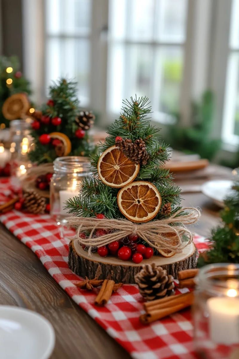 20. Mini Trees Decorated With Orange Slices and Cinnamon - photo 2