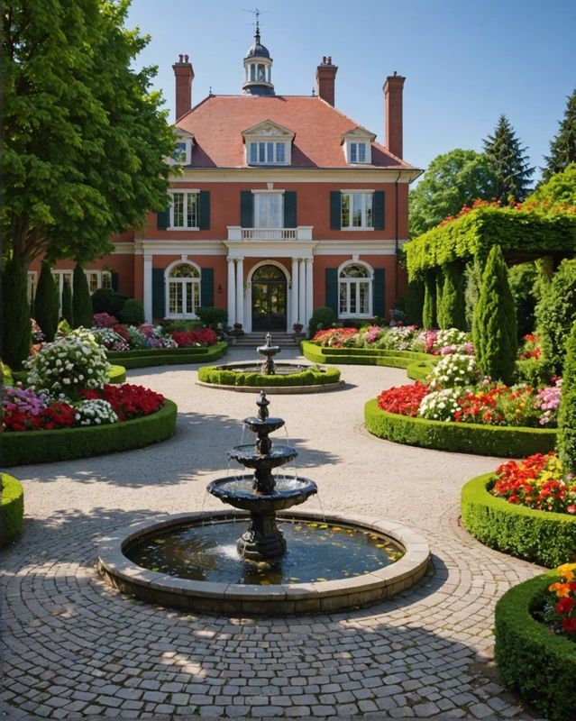 Circular Driveway With a Central Garden Idea