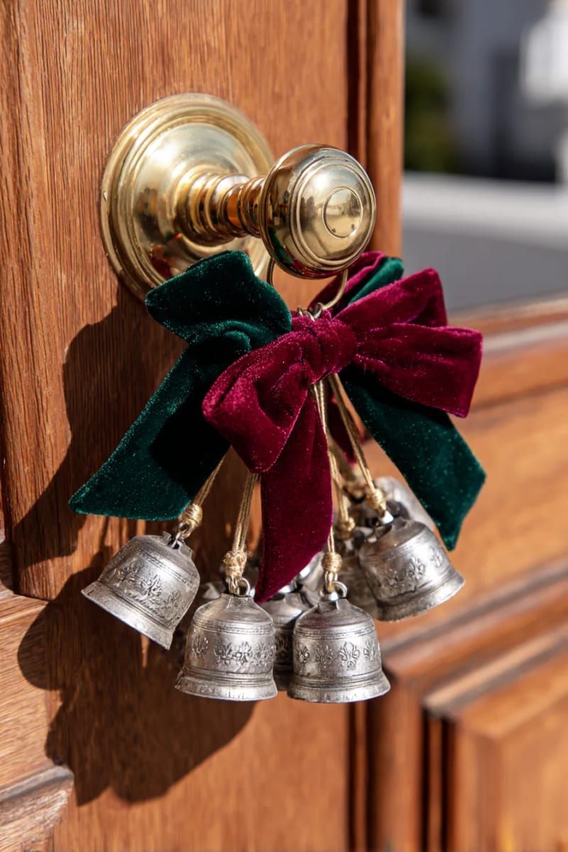 25. Velvet Ribbon Doorknob Hangers with Jingle Bells - photo 2