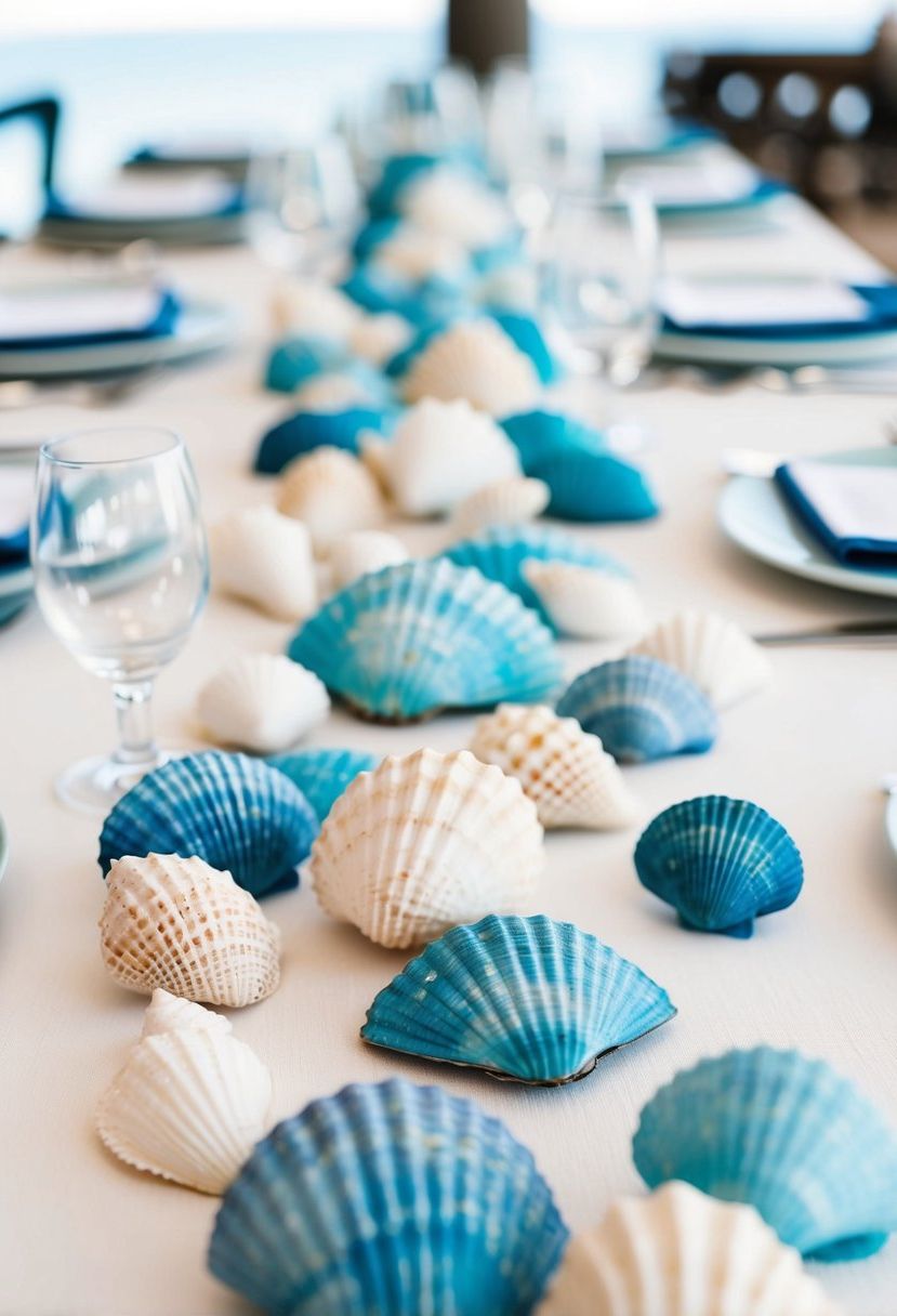 12) Coastal Blue Seashell Accents