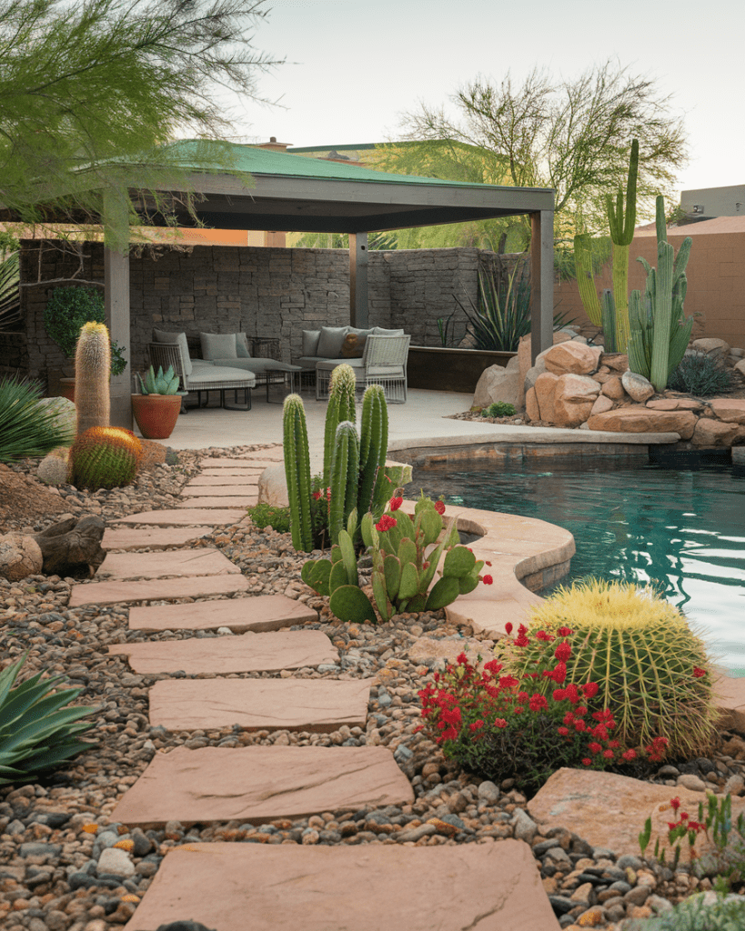 15. Desert Oasis Pool with Cactus Landscaping