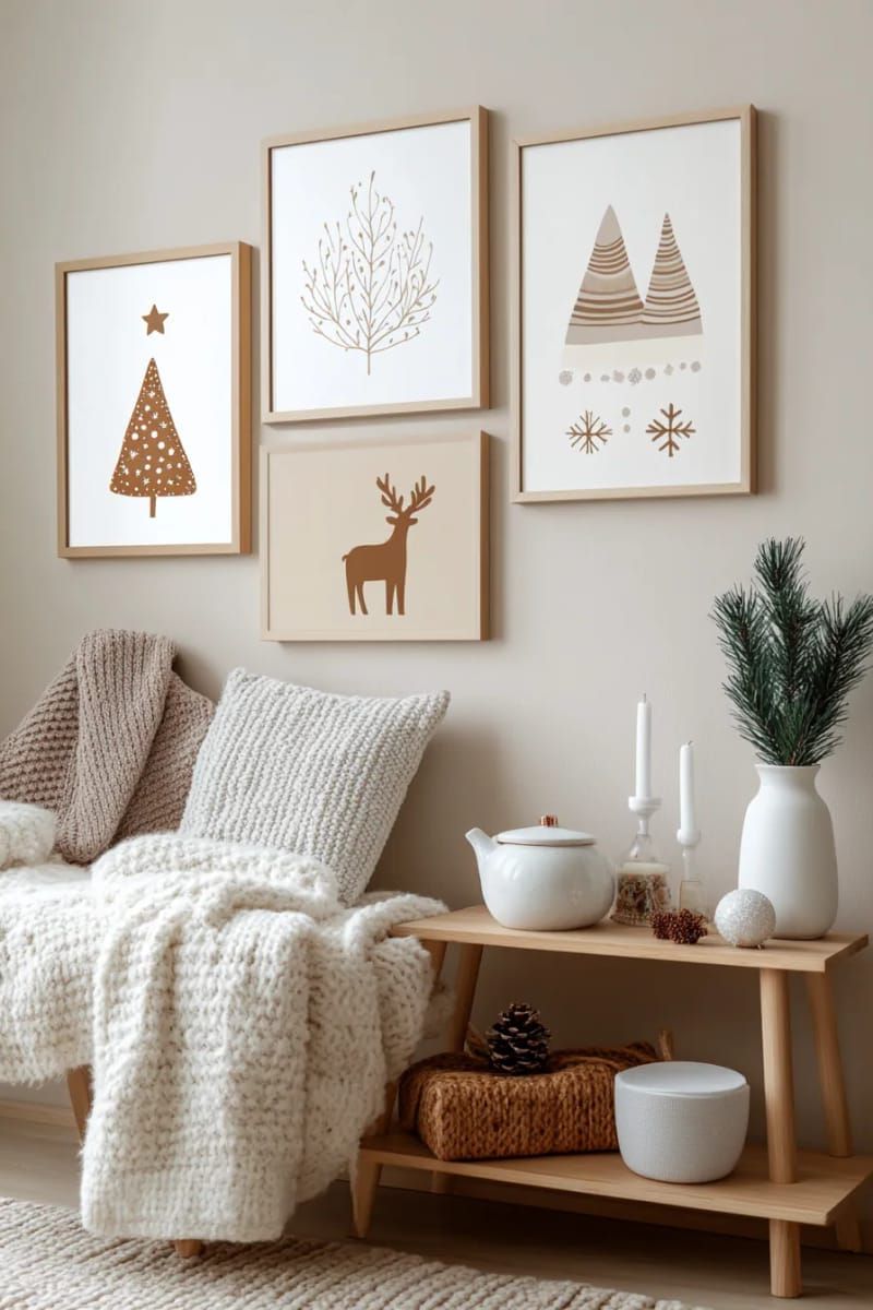 25. Neutral Scandinavian geometric Christmas art