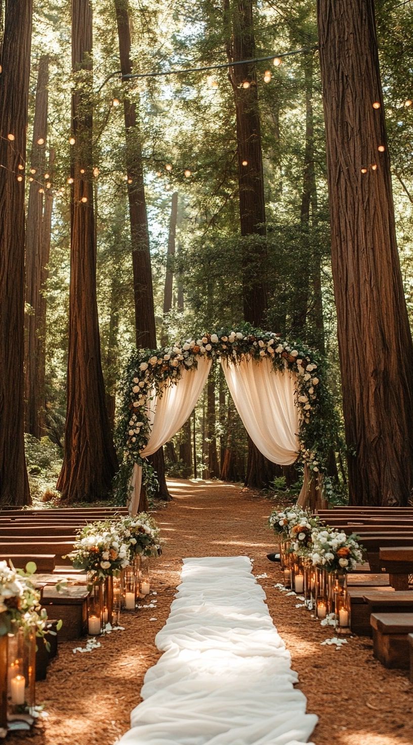 16. Ceremony Aisle Among Towering Redwoods