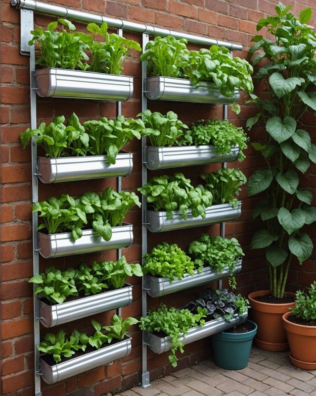 9. Vertical Garden Using Hanging Gutters