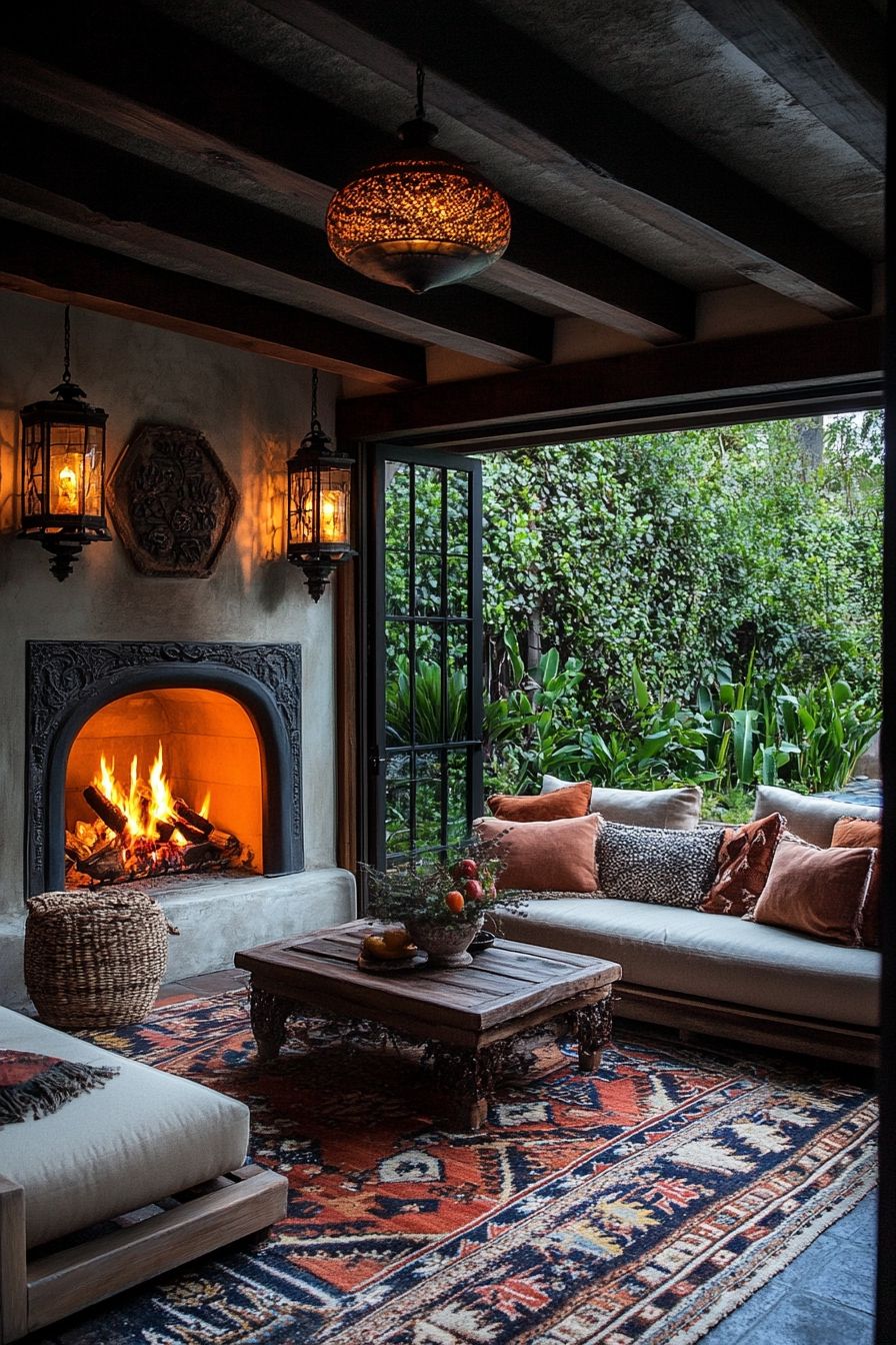 10. Cover Your Fireplace for Indoor-Outdoor Comfort