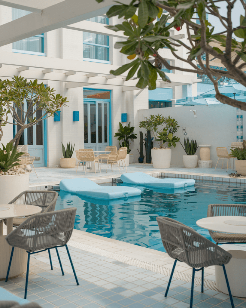 8. Pool Retreat with Coastal Charm