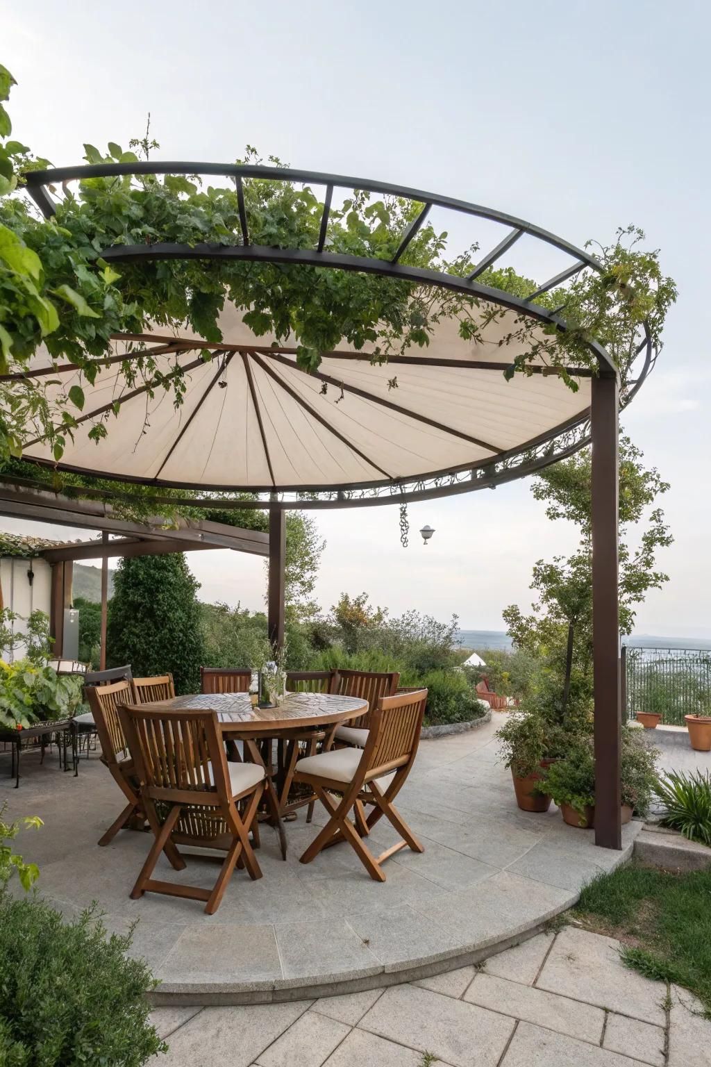 7) Pergola Retreat with Retractable Roof