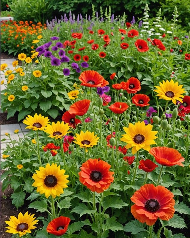 2) Vibrant and Lush Annual Flower Beds