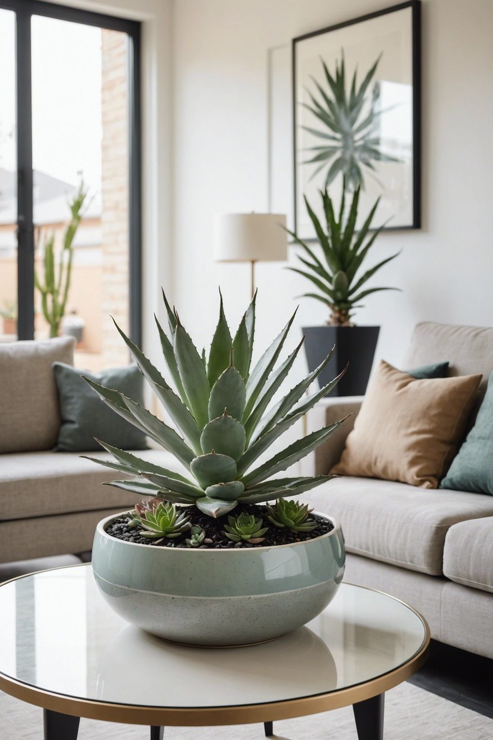 9. Modern Agave Centerpiece Design