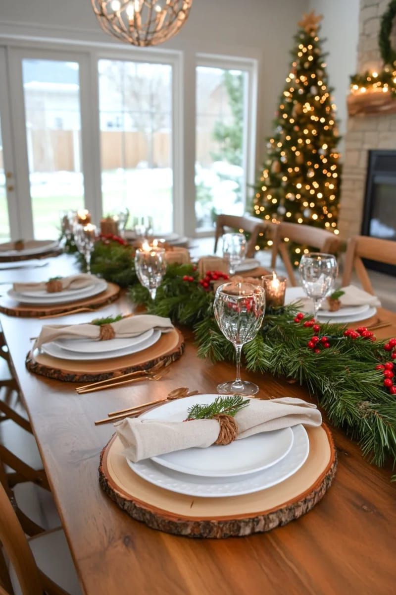12. Wood Slice Chargers for a Rustic Table