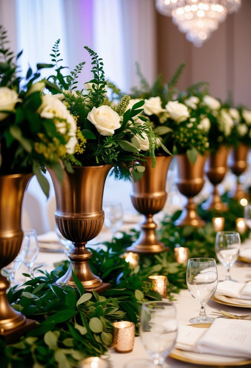 4) Bronze Vases with Greenery