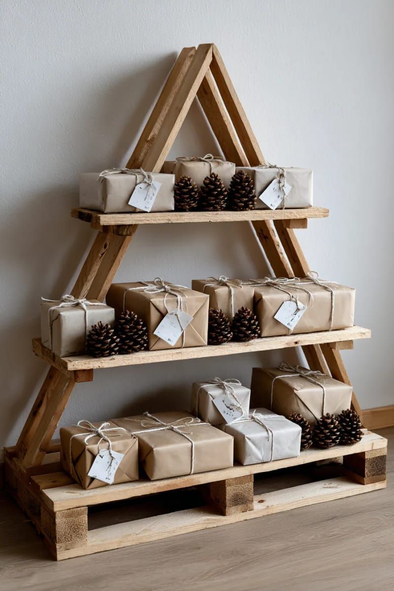 5. Triangle pallet shelf tree for gift display - photo 2