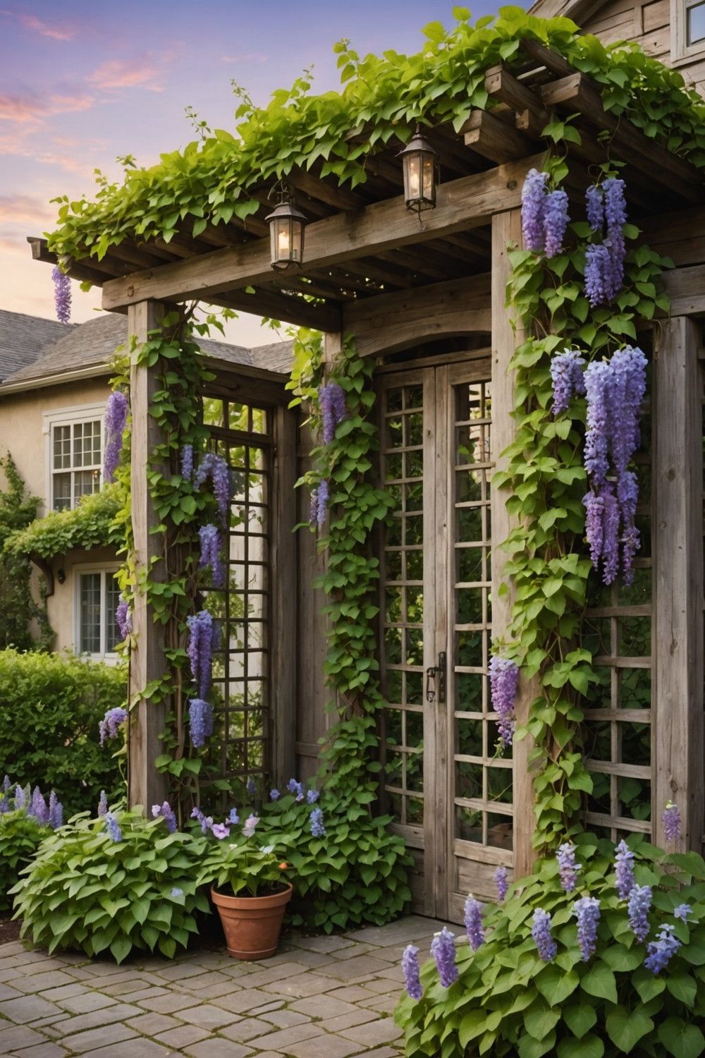 Trellises With Flowering Vines for Whimsy