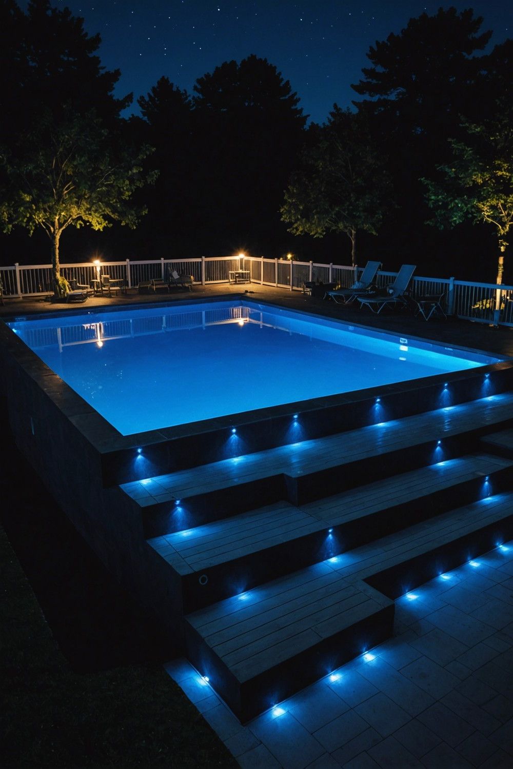 LED-Lit Steps for Nighttime Swims