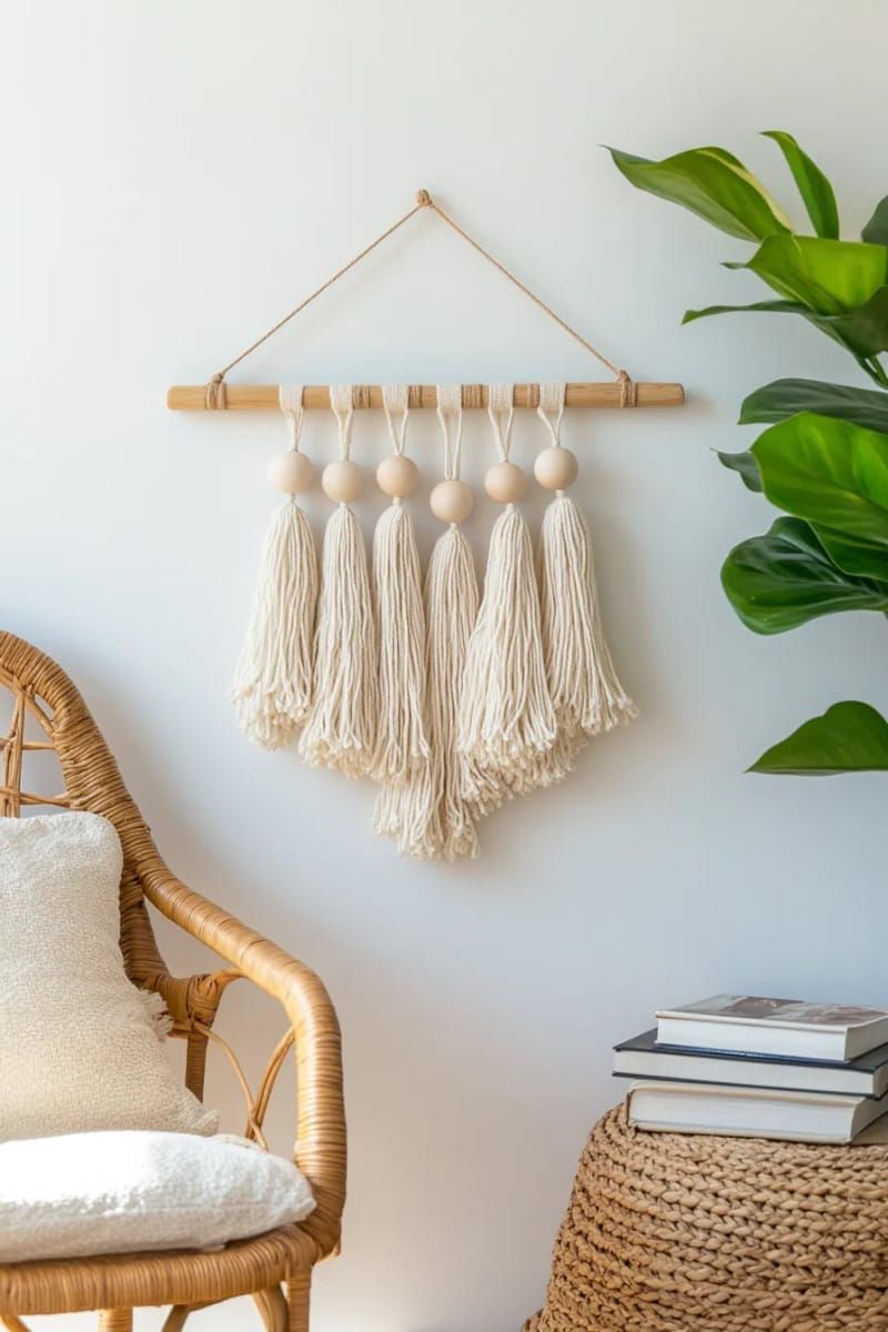19. Boho Wall Decor With Tassels and Beads