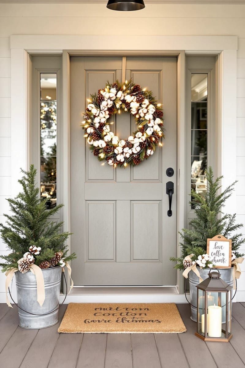 1. Pinecone Cotton Wreath With Lights - photo 2