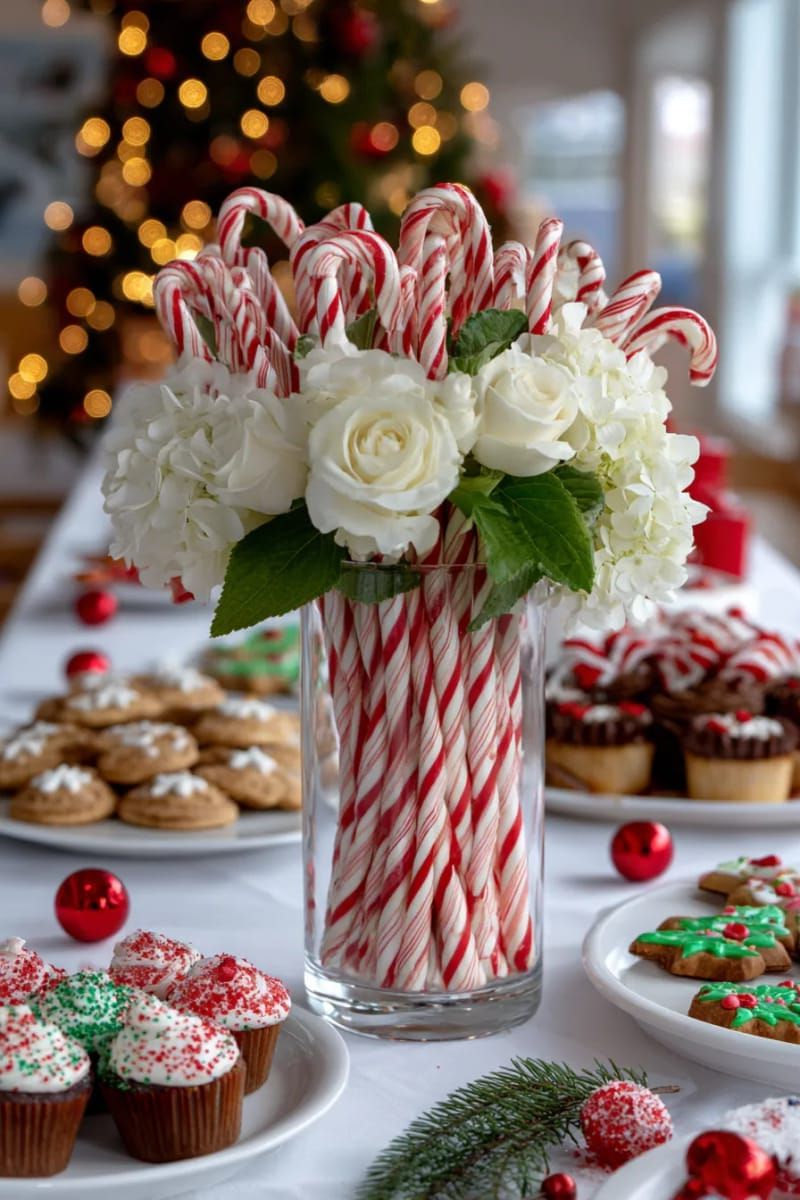 21. Peppermint Stick Vase for Fresh White Flowers - photo 2