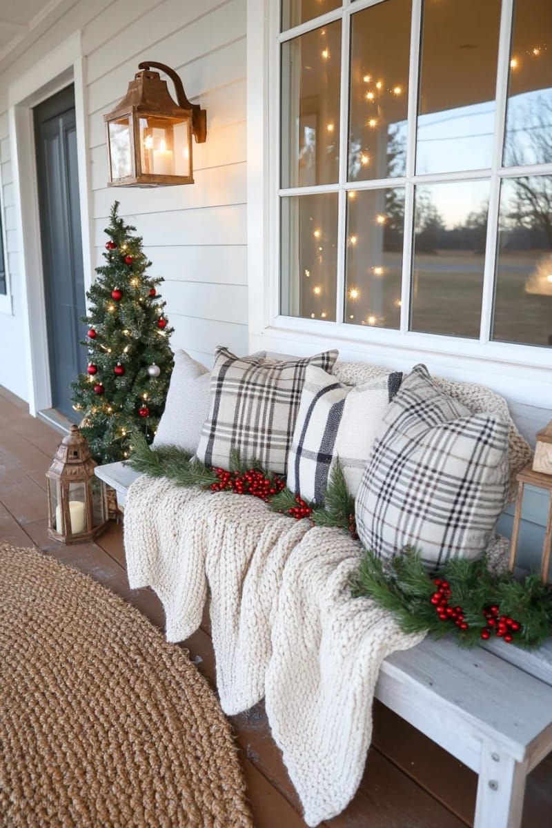 11. Knit Throws On Farmhouse Bench - photo 2