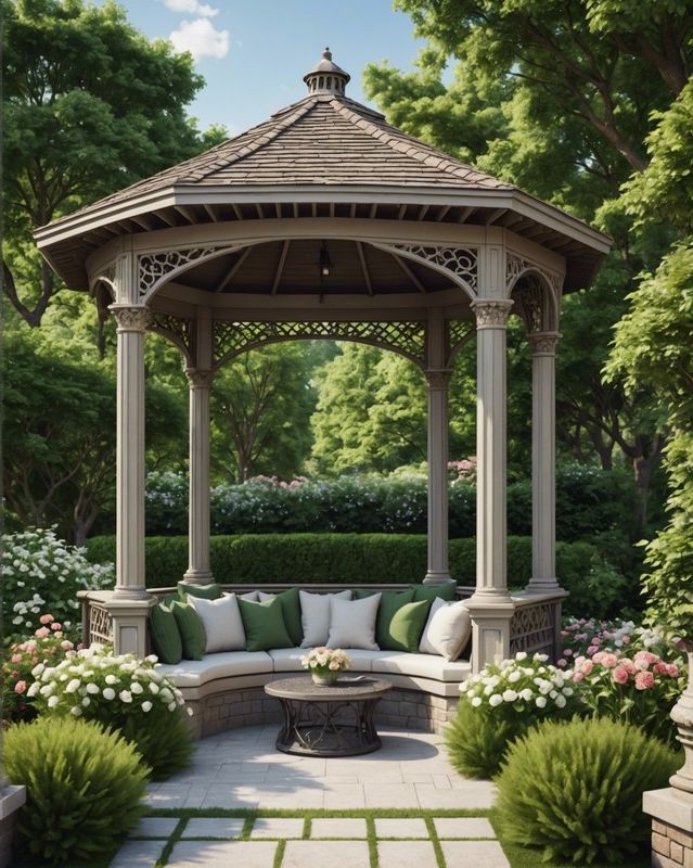 Gazebo Featuring Built-in Seating