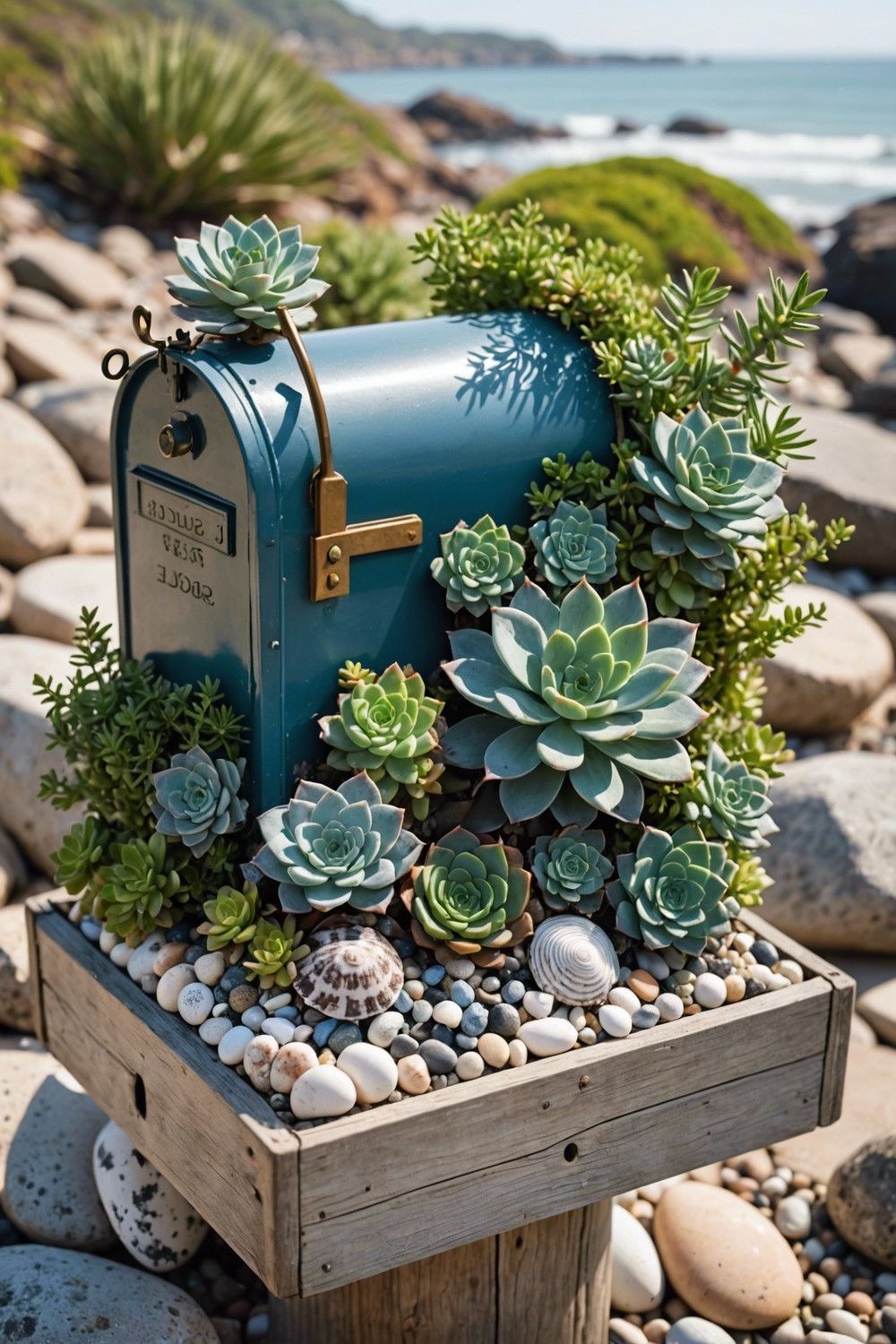 Coastal Succulent Mailbox Garden