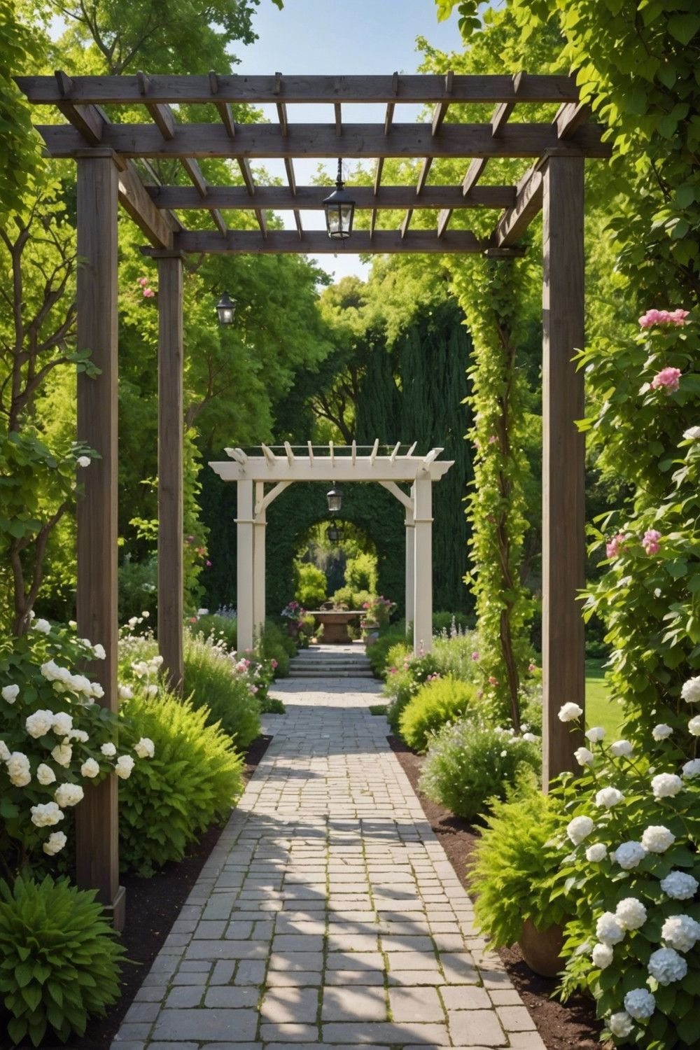 Traditional Arbor Pergola for a Garden Entryway