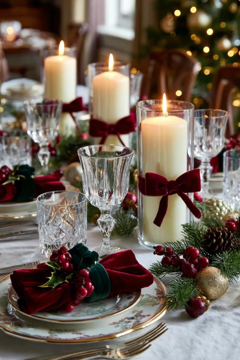 27. Elegant Ribbon Bows on Candle Holders