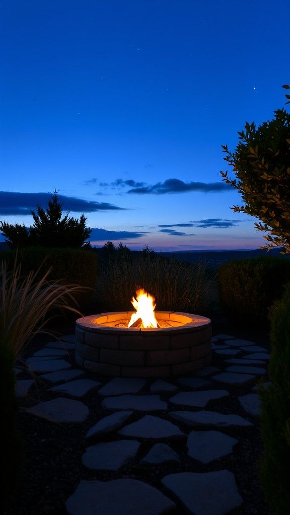 Raised Fire Pit With Garden Landscaping
