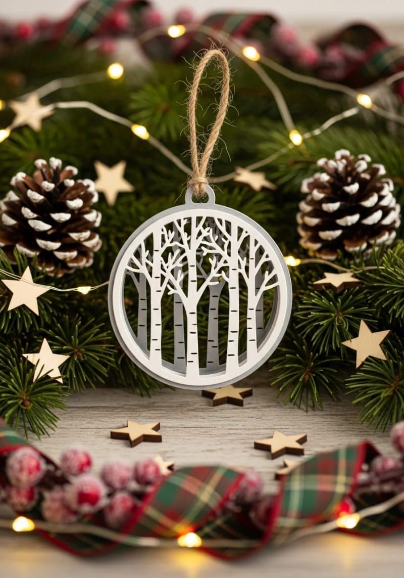 14. Layered birch tree silhouette ornament for a woodland look - photo 2