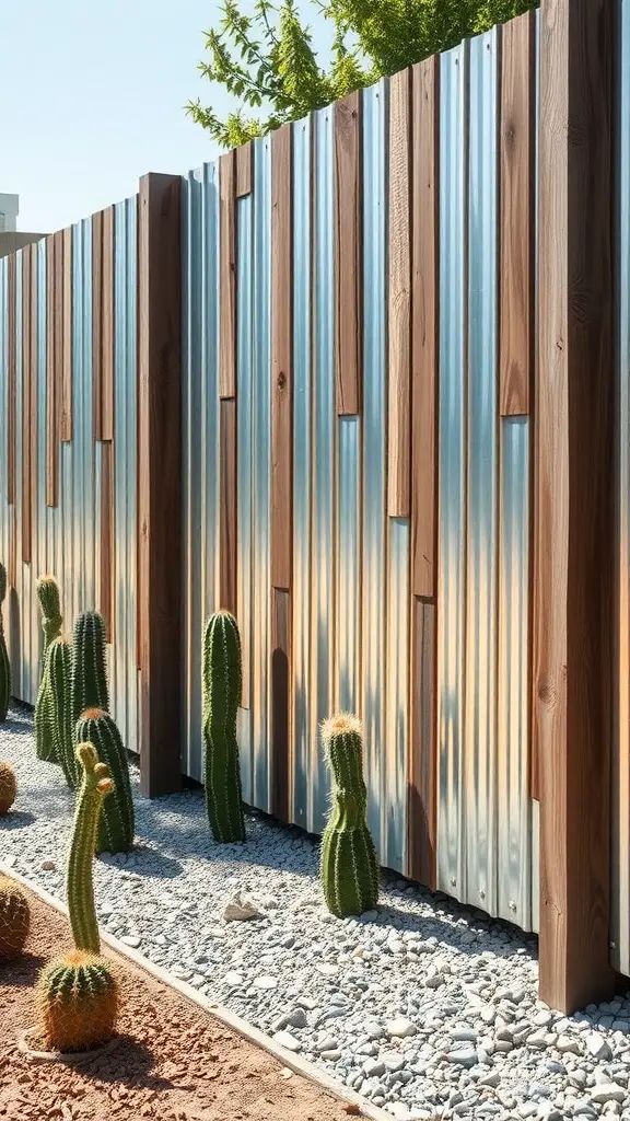 20. Corrugated Metal Panel Privacy Fence Style