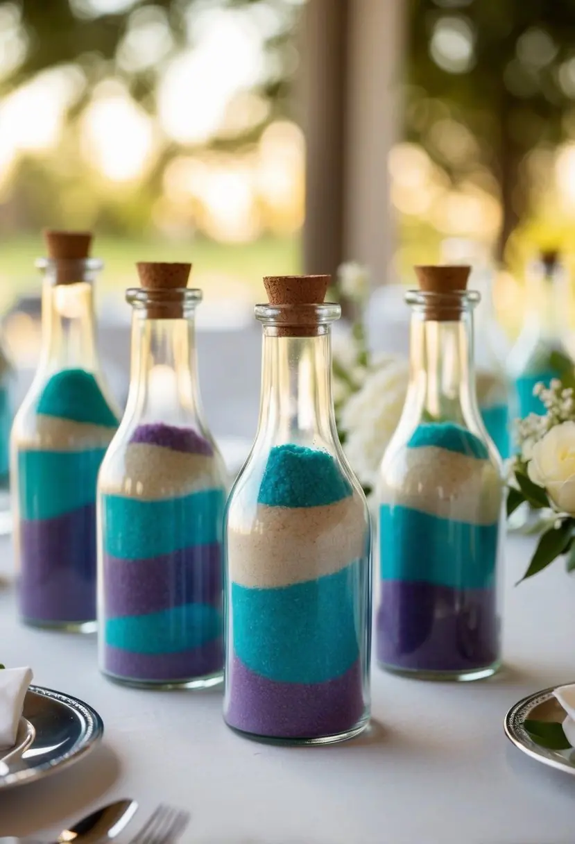 12) Bottles Filled with Decorative Sand