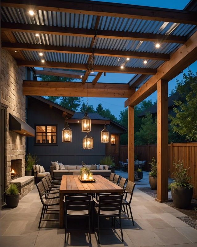 Corrugated Metal Roof With Ambient Lights